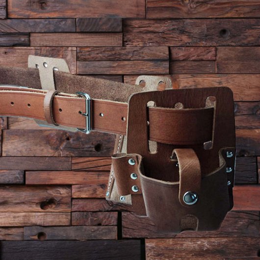 Durable Engraved Multi-Pocket Leather Tool Belt (Front)