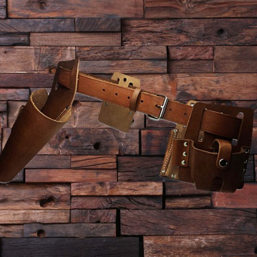 Durable Engraved Multi-Pocket Leather Tool Belt (Front)