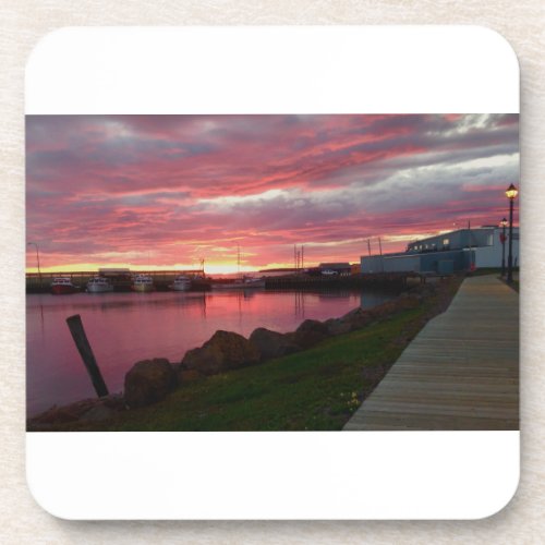 Durable hard plastic coasters 6 with Sunset photo