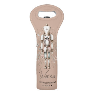 Durable Wine Carrier Nutcracker Pink & Gold Wine Bag