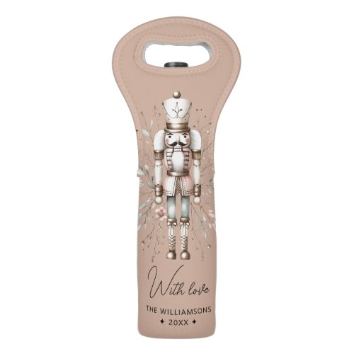 Durable Wine Carrier Nutcracker Pink  Gold Wine Bag