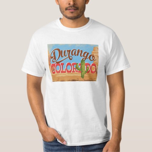 Durango Colorado Cartoon Desert Vintage Travel T_Shirt