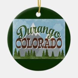 Durango Colorado Fun Retro Snowy Mountains Ceramic Ornament