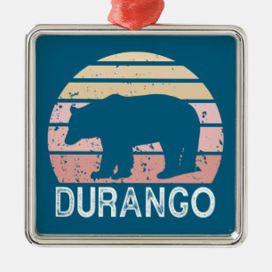 Durango Colorado Retro Bear Metal Ornament