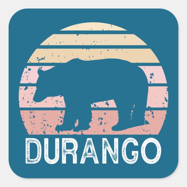 Durango Colorado Retro Bear Square Sticker (Front)
