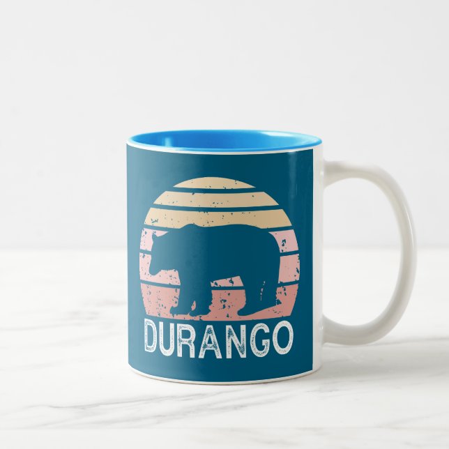 Durango Colorado Retro Bear Two-Tone Coffee Mug (Right)