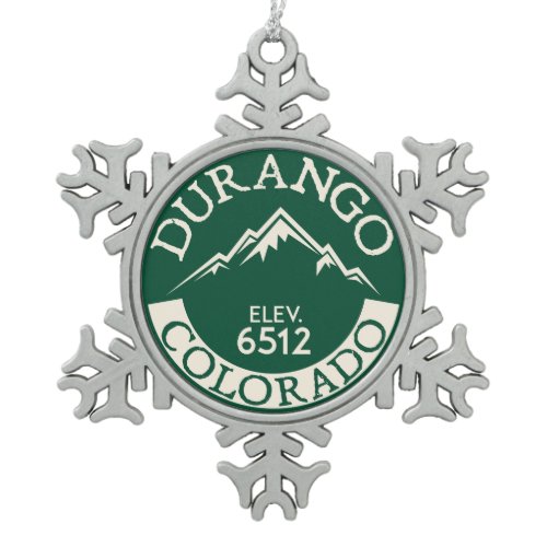 Durango Colorado Skiing Snowboarding Ski Hike Snowflake Pewter Christmas Ornament