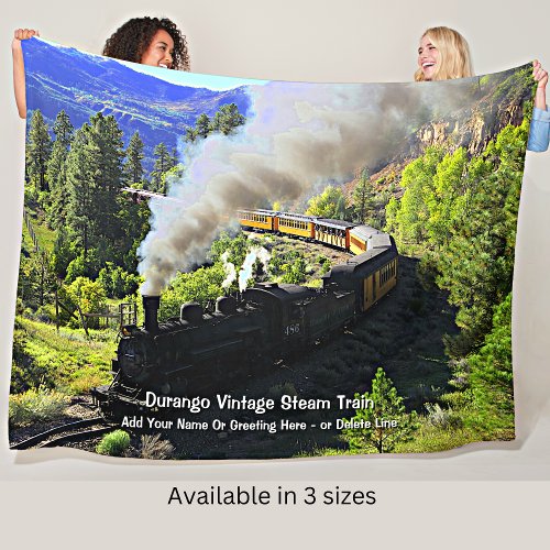 Durango Vintage Steam Train _  Add Name            Fleece Blanket