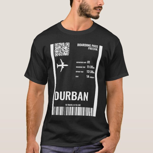 Durban South Africa Boarding Pass Airline Ticket T T-Shirt (Front)