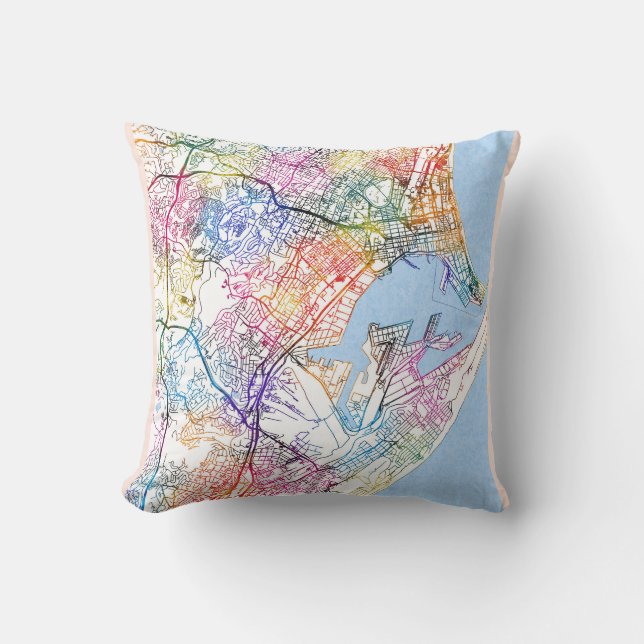 Durban South Africa City Map Throw Pillow (Front)