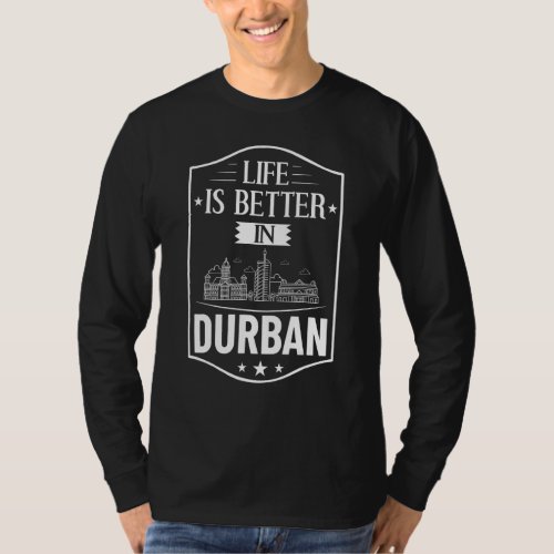 Durban South Africa City Skyline Map Travel T_Shirt