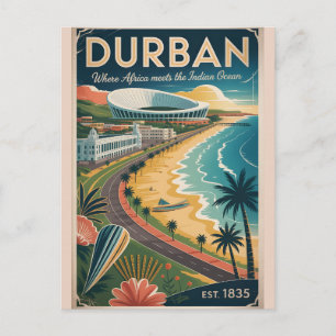 Durban South Africa Retro Travel Poster Art Holiday Postcard