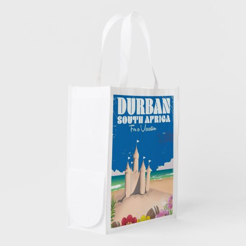 Durban South Africa vintage beach travel poster Reusable Grocery Bag