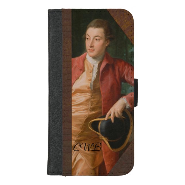 Durbeyfield Old Book Style Gentleman Monogram iPhone Wallet Case (Front)