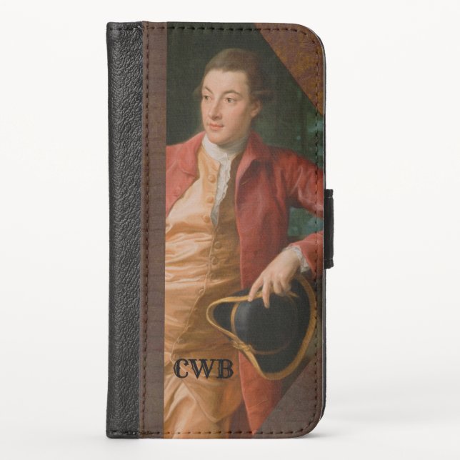Durbeyfield Old Book Style Gentleman Monogram iPhone Wallet Case (Front)