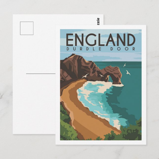 Durdle Door England UK Travel Place Illustration Postcard (Front/Back)