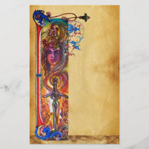 DURENDAL ANTIQUE RED BLUE FLORAL PARCHMENT STATIONERY