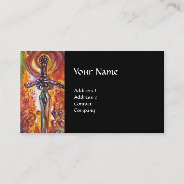 DURENDAL , ROMANTIC SWORD AND THE ANGEL black Business Card (Front)