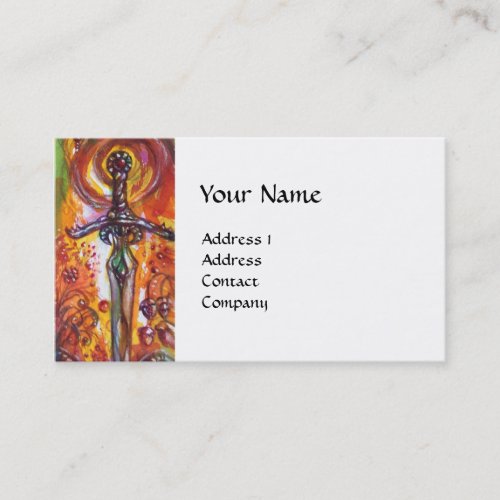 DURENDAL  ROMANTIC SWORD AND THE ANGEL white Business Card