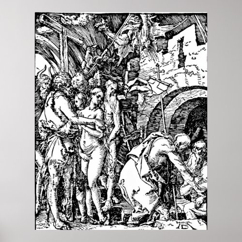 Durer Etching Descent Into Hell Poster