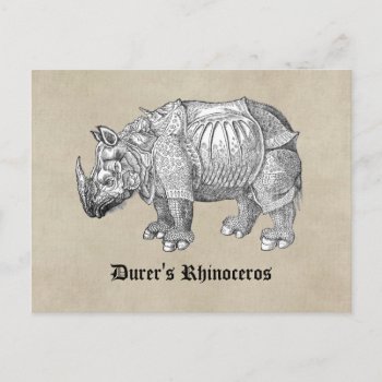 Durer Rhino Postcard by BluePress at Zazzle
