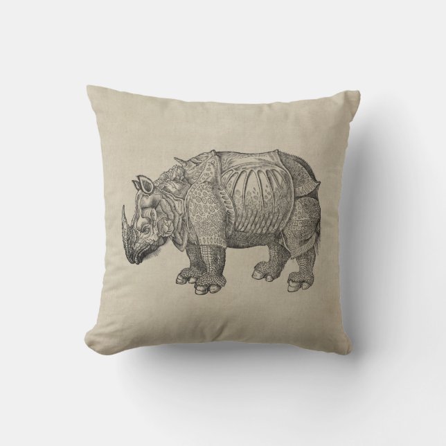 Durer Rhino Throw Pillow (Front)
