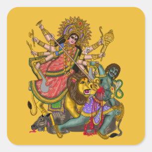 Durga Killing Mahishasura Sticker