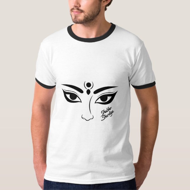 Durga Maa Face with Trident Illustration T-Shirt (Front)