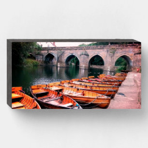 Durham bridge, rowing boats wooden box sign