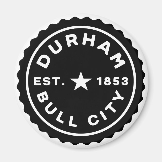 Durham Bull City Date Button Magnet (Front)