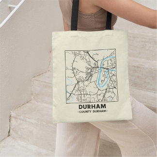 Durham, County Durham City Map Tote Bag
