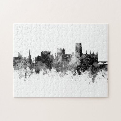 Durham England Skyline Cityscape Black White Jigsaw Puzzle