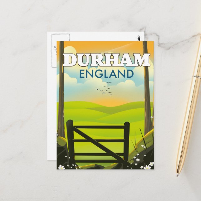 Durham England Travel poster Postcard (Front/Back In Situ)