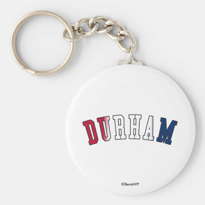 Durham in North Carolina State Flag Colors Keychain