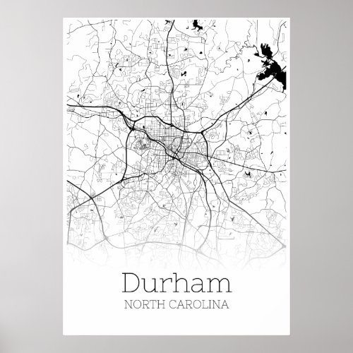 Durham Map _ North Carolina _ City Map Poster