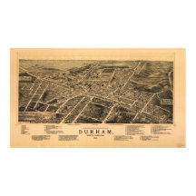 Durham N. Carolina 1891 Antique Panoramic Map