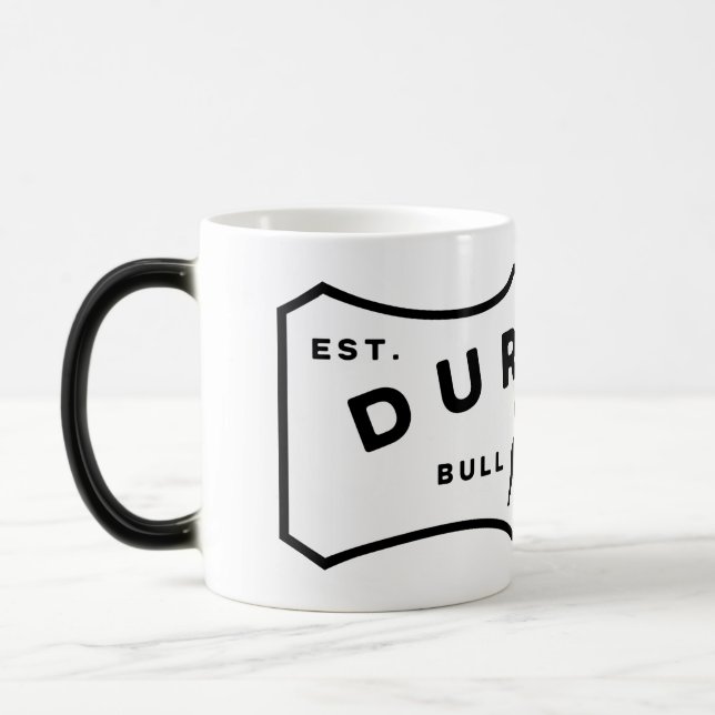 Durham NC Bull City Label Color Morphing Mug (Left)