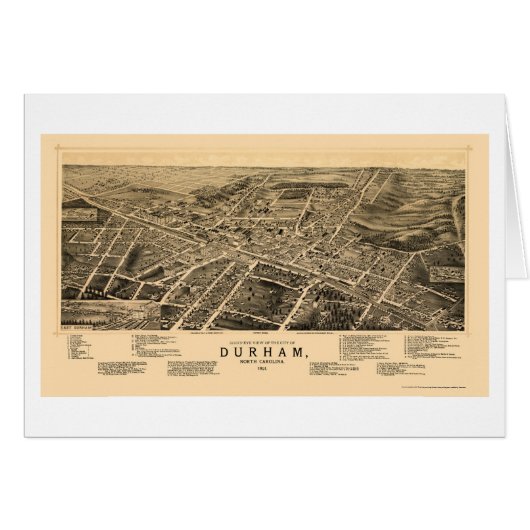 Durham, NC Panoramic Map - 1891 Cards (Front Horizontal)