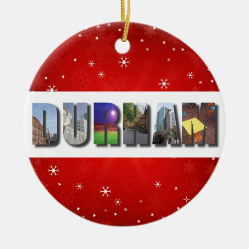 Durham North Carolina City Travel Photos Christmas Ceramic Ornament