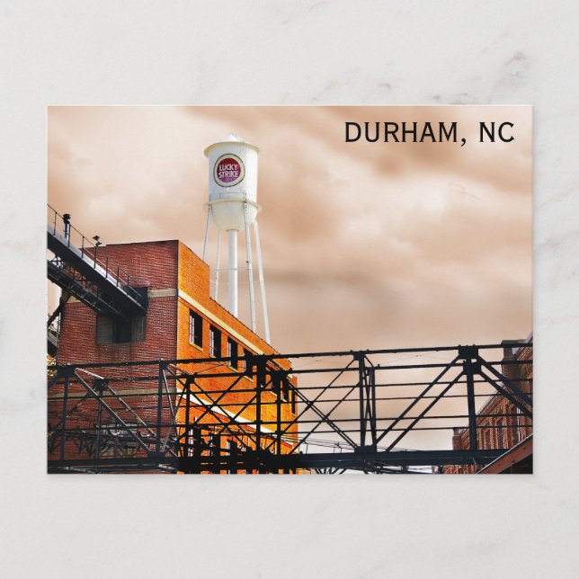 Durham North Carolina Lucky Strike Tower Photo Postcard (Front)