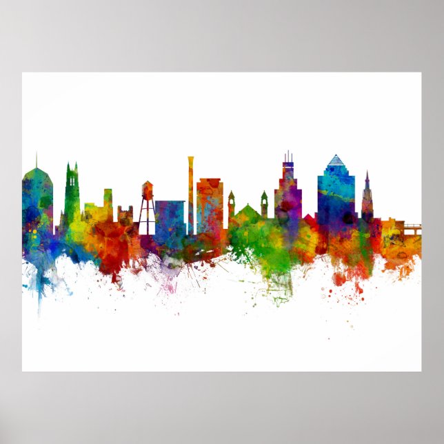 Durham North Carolina Skyline Poster (Front)