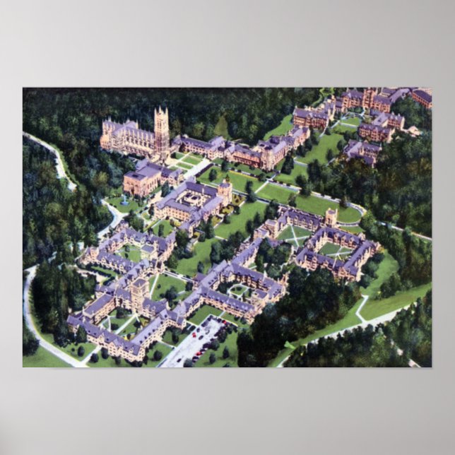 Durham North Carolina Univ. Birdseye Poster (Front)