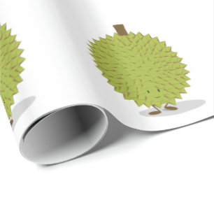 Durian Fruit Cartoon Characters Wrapping Paper