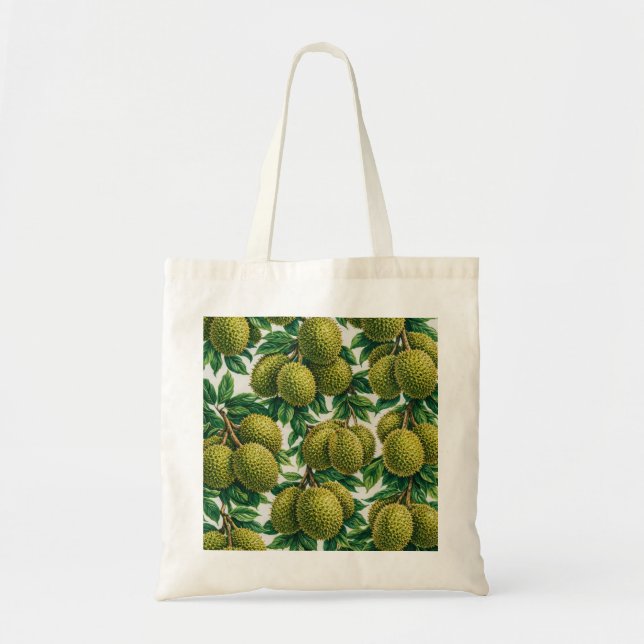 Durian Fruit Tropical Botanical Pattern Tote Bag (Front)