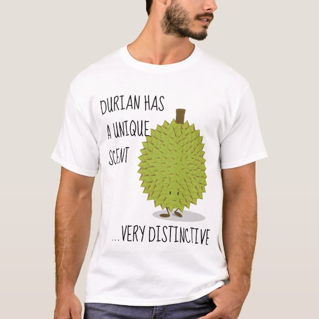 Durian has a unique scent Cartoon Character T-Shirt (Front)