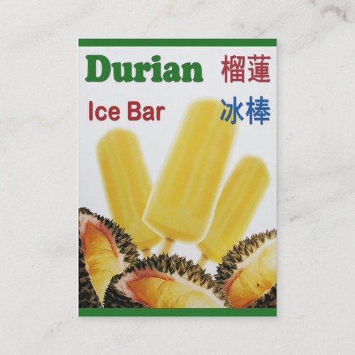 Durian Ice Bar Tropical Fruit Popsicle Business Card