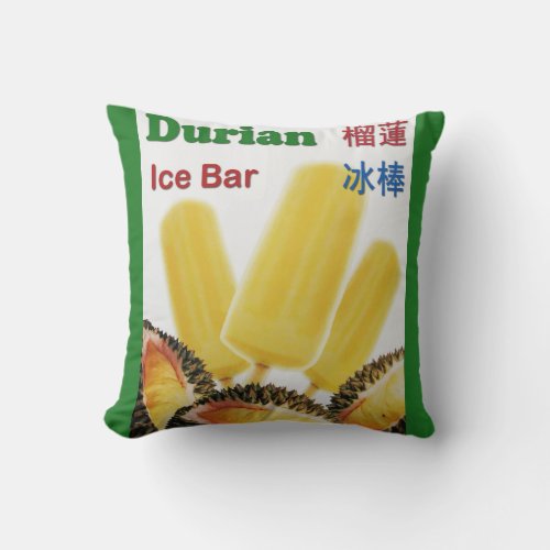 Durian Ice Bar Tropical Fruit Popsicle Throw Pillow