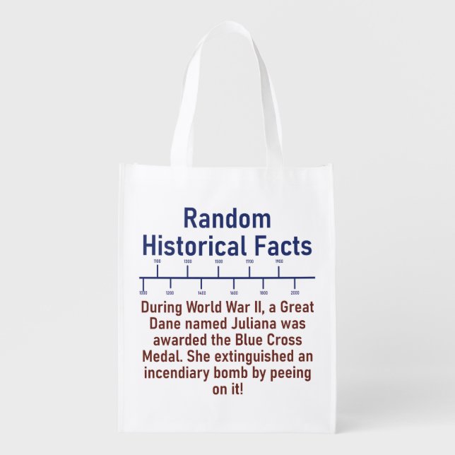 During WWII A Great Dane - History Fact Grocery Bag (Front)