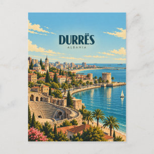 Durrës Albania Vintage Travel Art Postcard