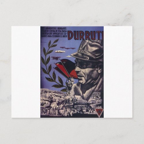 Durruti spanish civil war original poster 1936 FAI Postcard